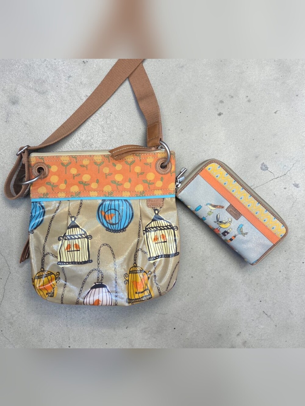 NWOT Fossil Key-Per Birdcage Crossbody Bag Purse Matching City Birds Wallet - Picture 2 of 13